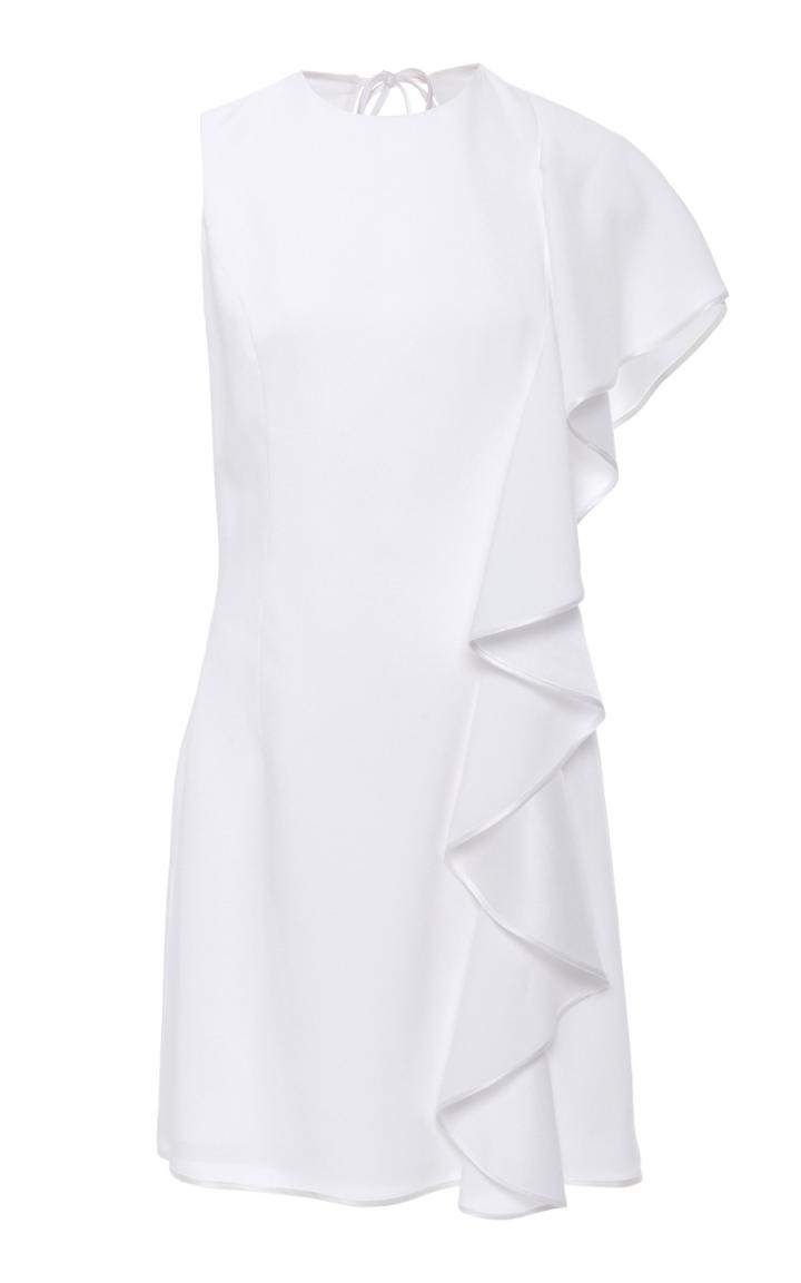 Moda Operandi Burnett New York Asymmetric-ruffle Crepe De Chine Dress Size: 2