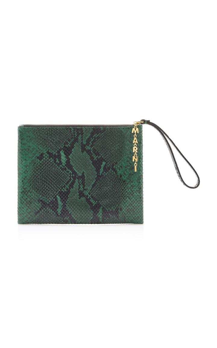 Marni Pochette Small Embossed Python Leather-blend Bag