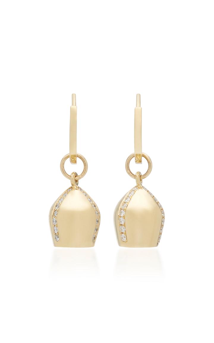 Haute Victoire 18k Gold & Diamond Lune Charm Hoop Earrings