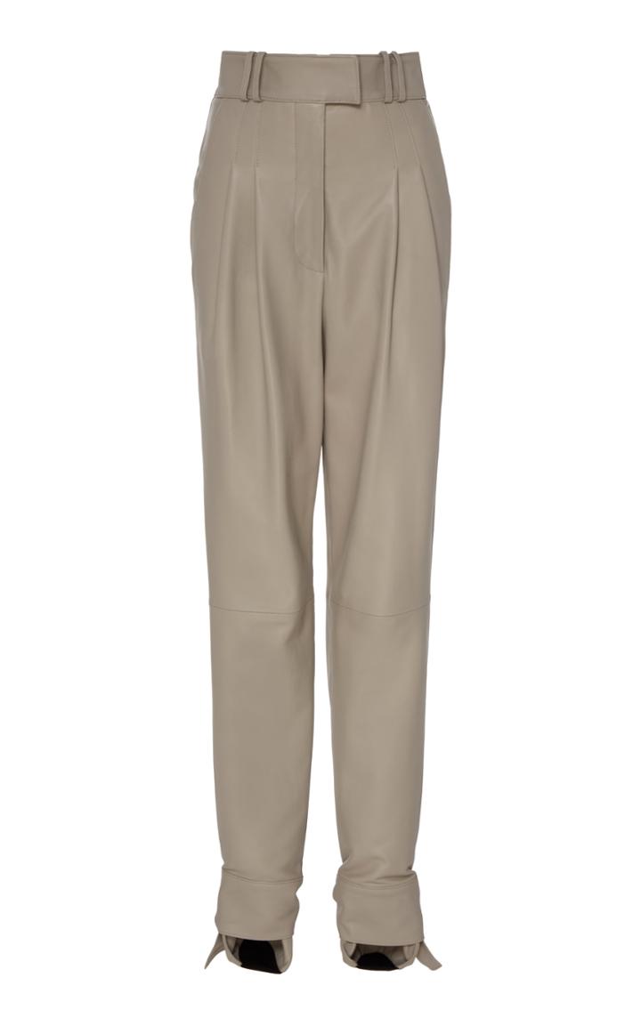 Proenza Schouler Tie-detailed Pleated Leather Trousers