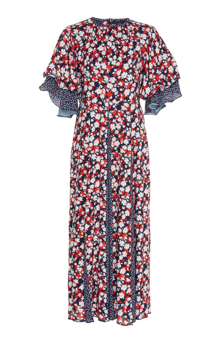Gl Hrgel Floral-print Crepe Midi Dress Size: S