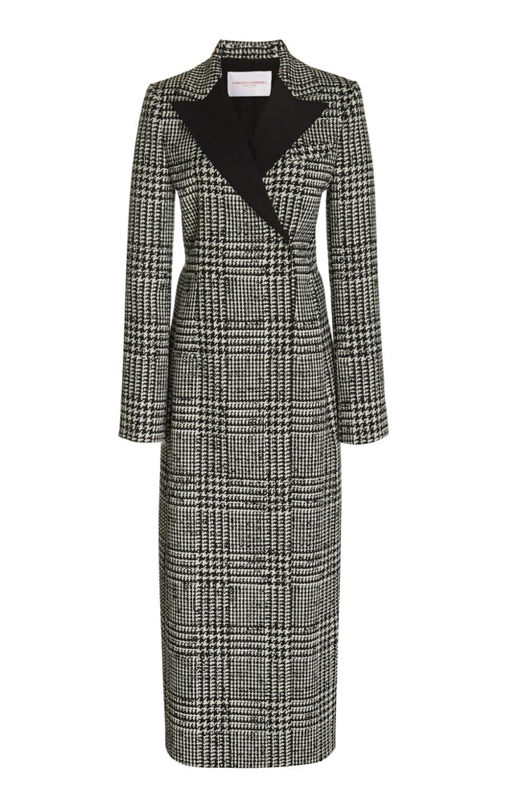 Carolina Herrera Collared Prince Of Wales Checked Silk-wool Coat