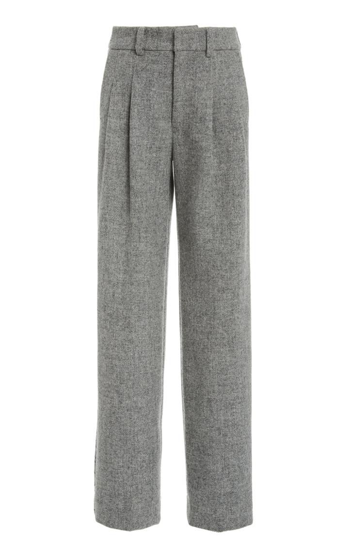 Moda Operandi Libertine Greyscale Stitched Pleated Wool Wide-leg Trousers