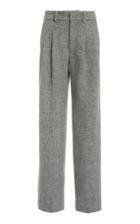 Moda Operandi Libertine Greyscale Stitched Pleated Wool Wide-leg Trousers