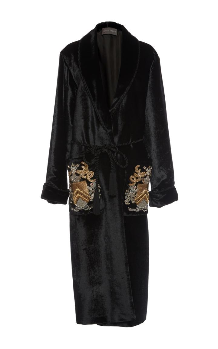 Alberta Ferretti Velvet Embroidered Coat