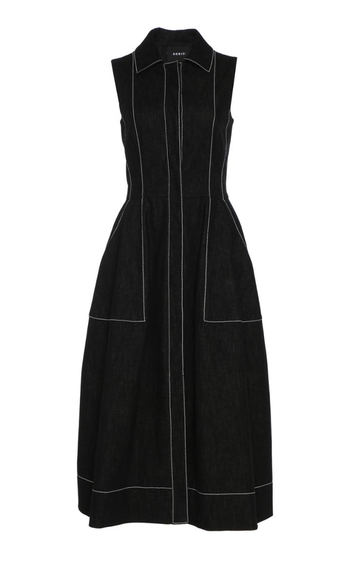 Akris Sleeveless Structured Denim Midi Dress