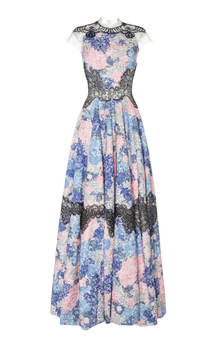 Costarellos Illusion Yoke Fit And Flare Gown