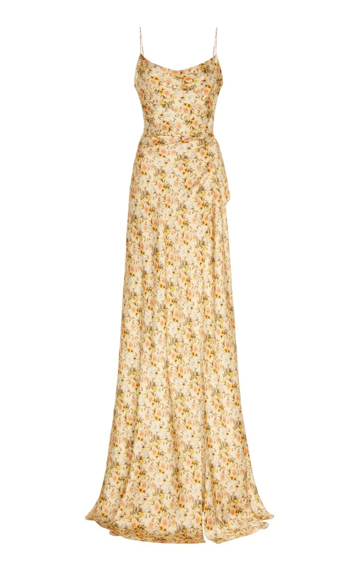 Markarian Dashwood Floral-print Silk-satin Gown