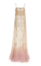 Dundas Crystal And Feather Embellished Column Gown
