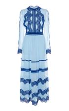 Costarellos Lace-trim Silk Chiffon Dress