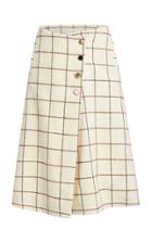 Wales Bonner London Wool-check Wrap Skirt