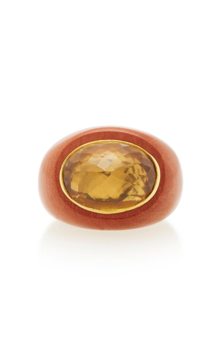 Brigid Blanco 18k Gold Citrine And Jasper Ring