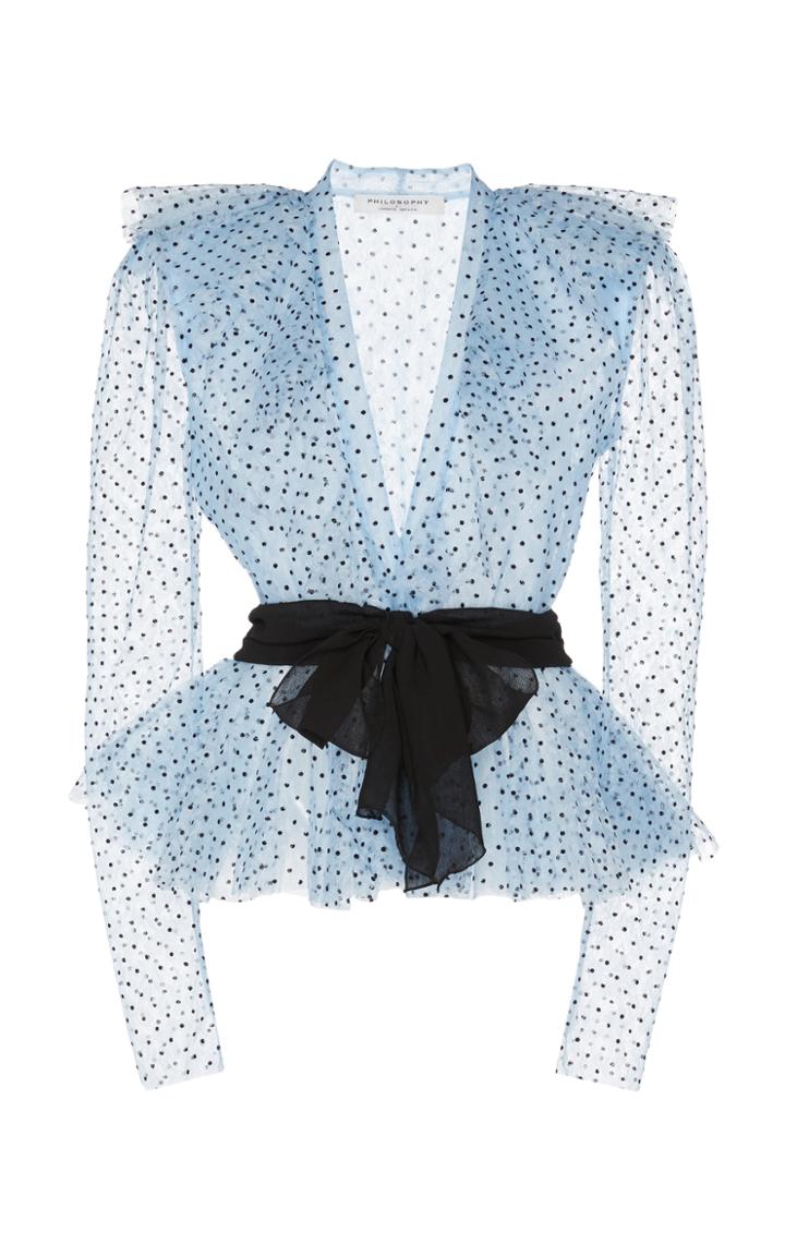 Philosophy Di Lorenzo Serafini Ruffled Polka-dot Flocked Tulle Top