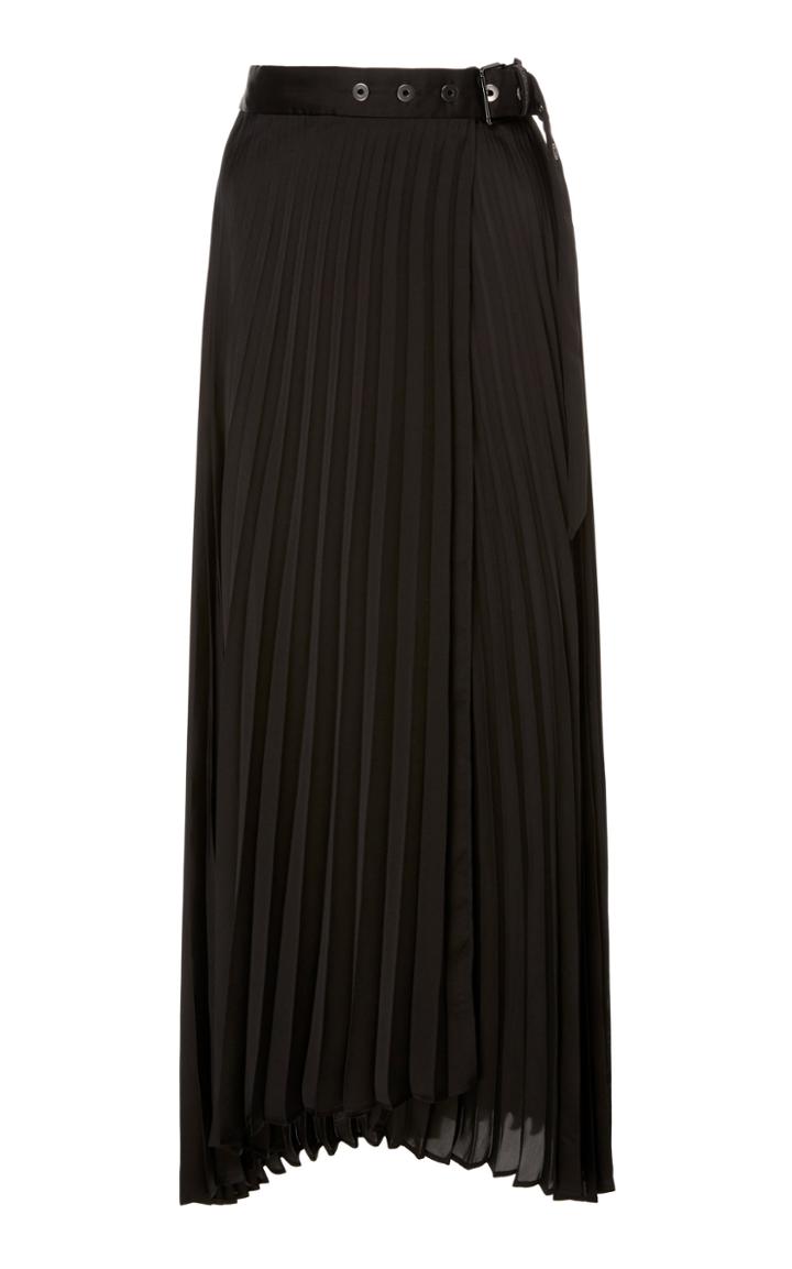 Brunello Cucinelli Belted Pleated Satin Maxi Skirt