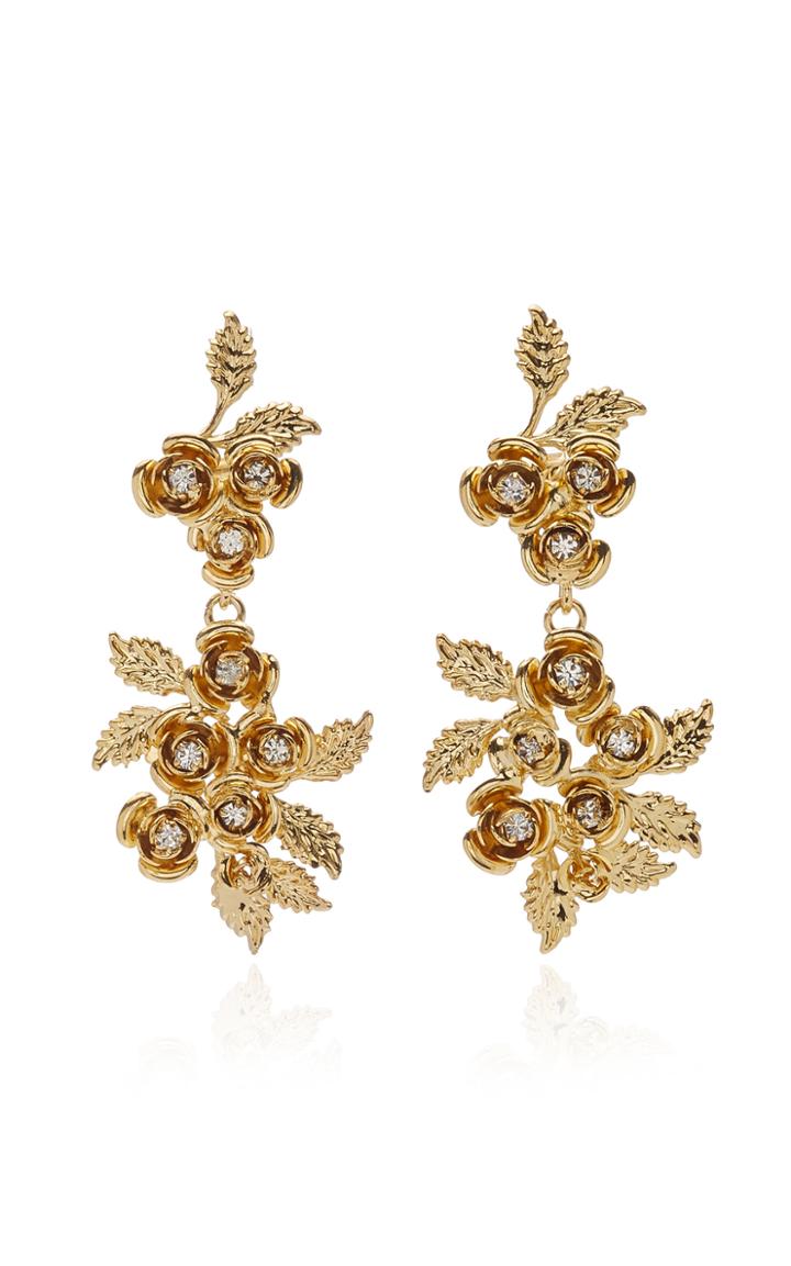 Rosantica Lirica Gold-tone Crystal Floral Drop Earrings