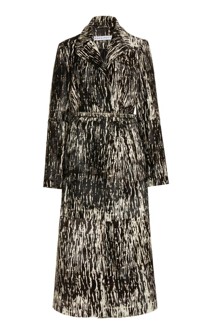 Moda Operandi Saks Potts Metal Belted Printed Leather Coat
