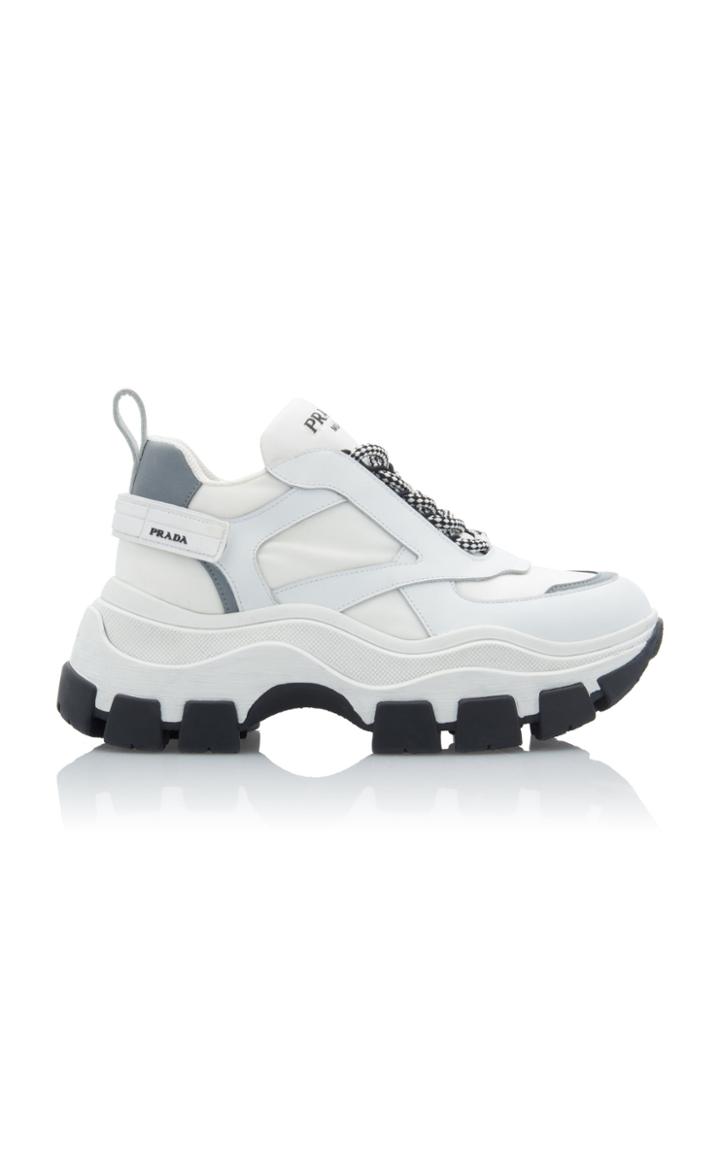 Prada Leather And Rubber Platform Sneakers