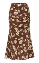 Michael Kors Collection Ruched Printed Silk Skirt