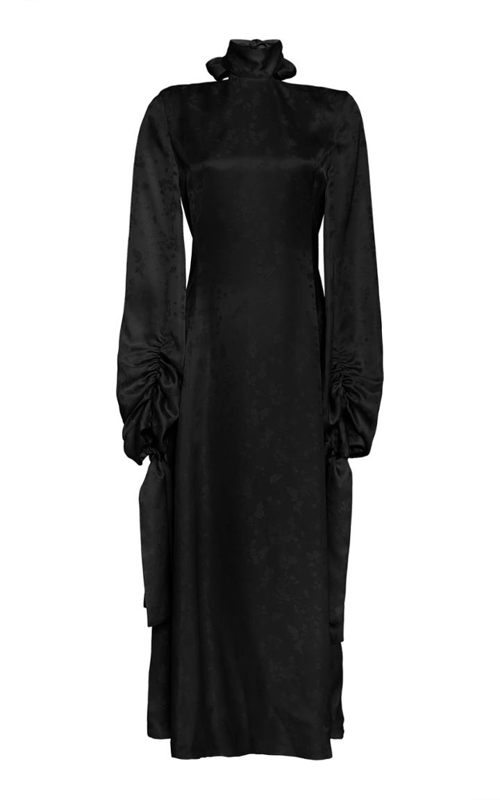 Rosetta Getty Floral Jacquard Split Neck Dress