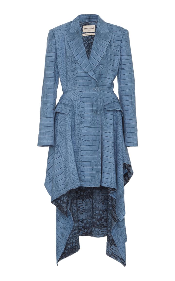 Roberto Cavalli Croc Print Asymmetric Coat