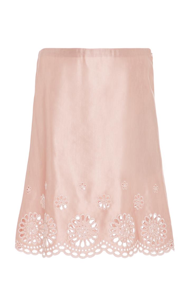 Paule Ka Satin Eyelet Mini Skirt