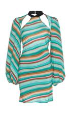Rixo Dalia Velvet-trimmed Cutout Striped Mini Dress