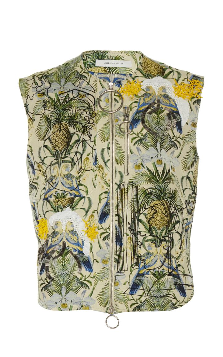 Cdric Charlier Zip-up Printed Twill Top
