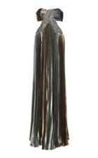 Alberta Ferretti Laminated Silk Embellished Strapless Gown