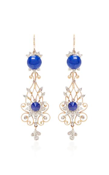 Moira Fine Jewellery Victorian Lapis Lazuli & Diamond Filigree Drop Earrings