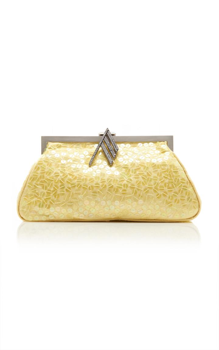 Moda Operandi Attico Alma Hand-embroidered Iridescent Satin Evening Bag
