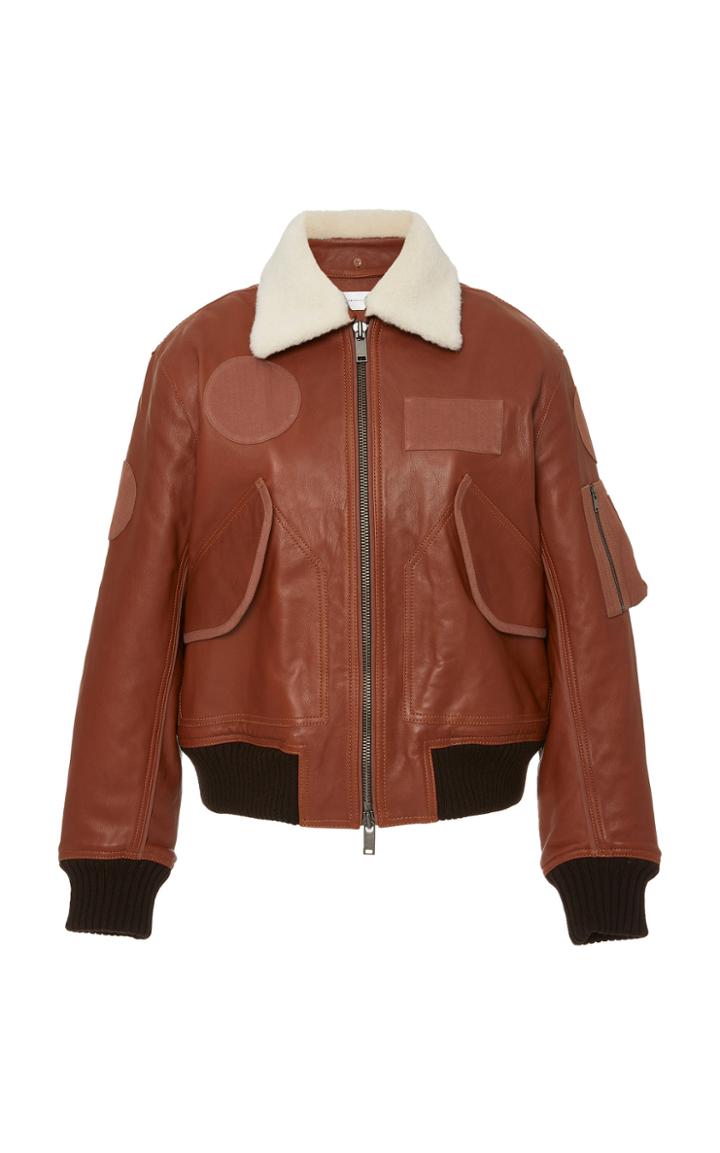 Victoria Victoria Beckham Patch-detailed Leather Bomber Jacket