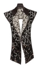 Mary Katrantzou Leather-trimmed Jacquard Lapel Shawl