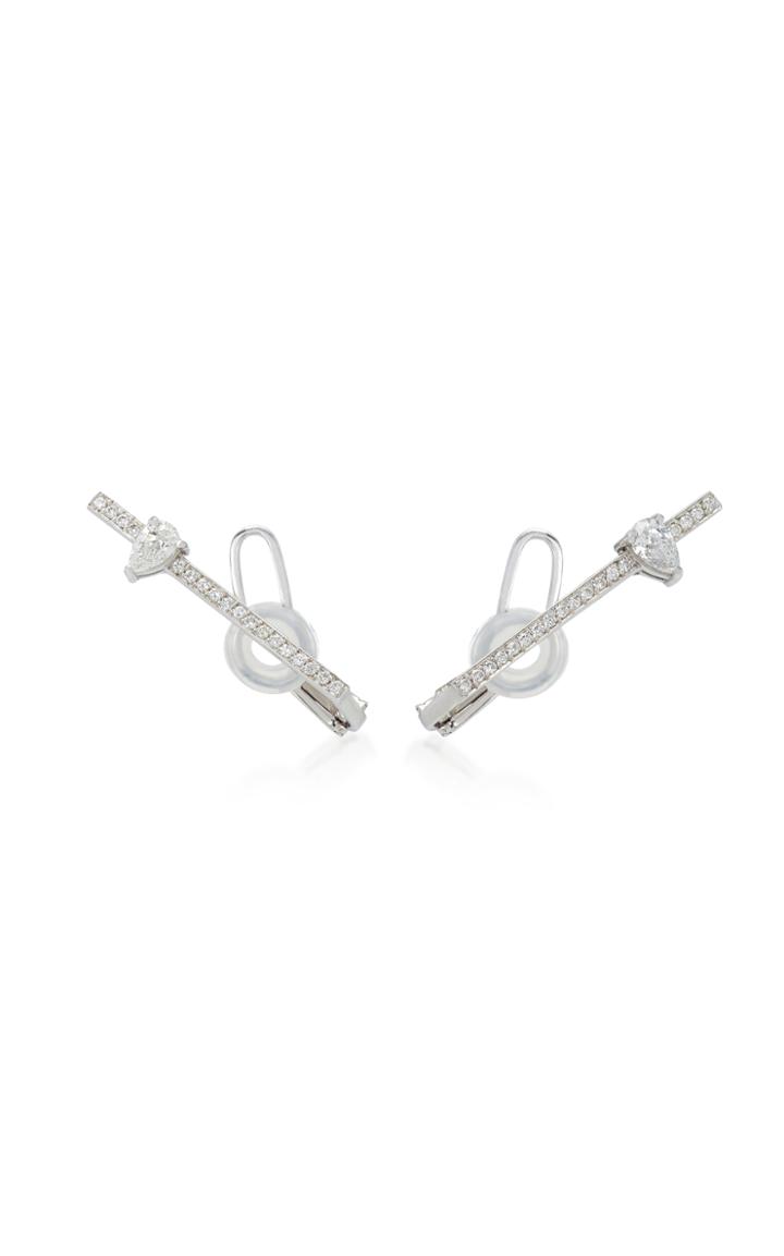 Jack Vartanian White Gold And Diamonds Line Earrings