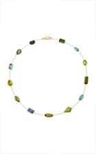 Renee Lewis Antique Tourmaline Sapphire Peridot Blue Quartz Stone Chain Necklace