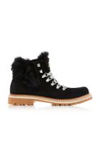 Montelliana Camelia Fur-trimmed Suede Lace-up Boots