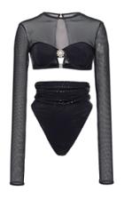 Moda Operandi Alessandra Rich Laminated Mesh Bikini