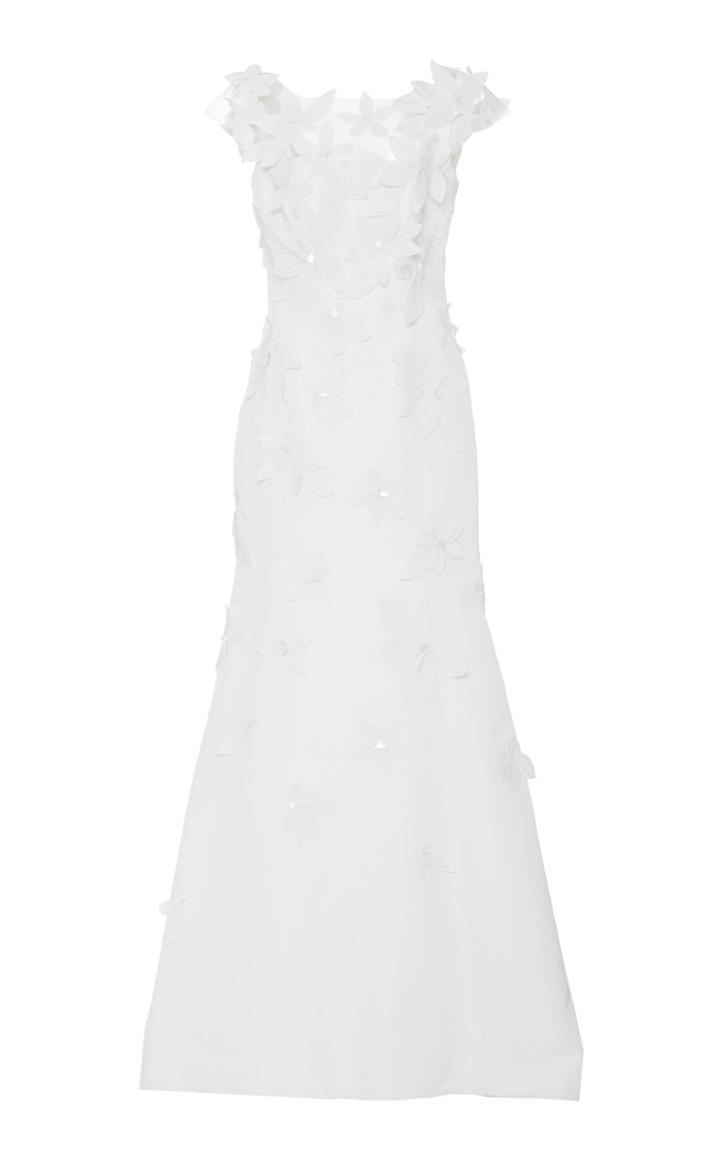 Carolina Herrera Bridal Gretchen Floral-appliqued Tulle And Silk-faille Gown