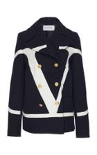 Valentino Printed Wool Double Breasted Pea Coat