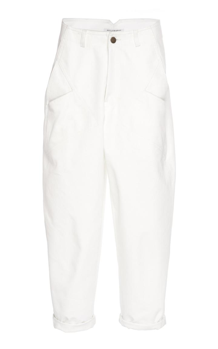 Philosophy Di Lorenzo Serafini High Waisted Wide-leg Cotton Blend Pants