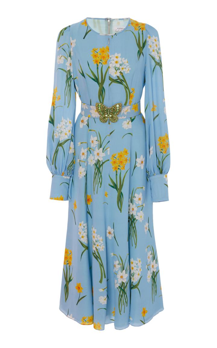 Andrew Gn Floral-print Silk-georgette Midi Dress