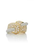 Giovane 18k White And Yellow Gold Pav Diamond Ring
