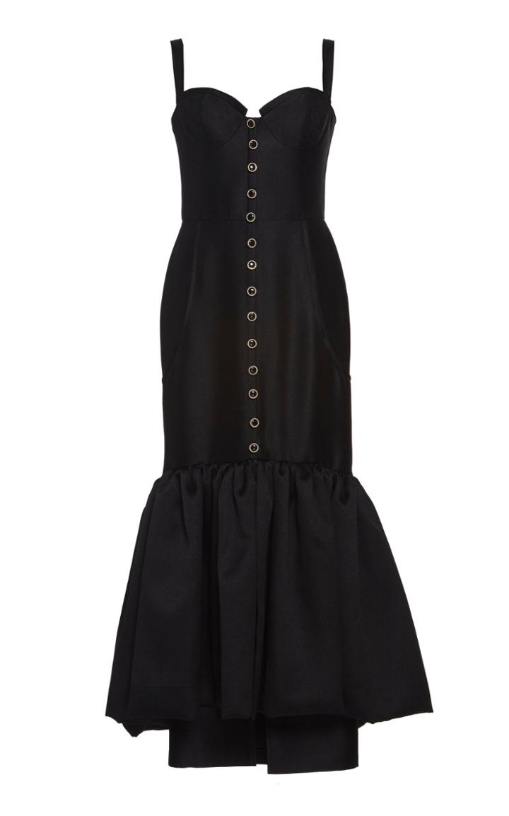 Sandra Mansour Black Mamba Ruffle-hem Mikado Dress