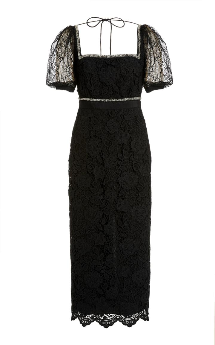 Self Portrait Square-neck Lace Midi Dress