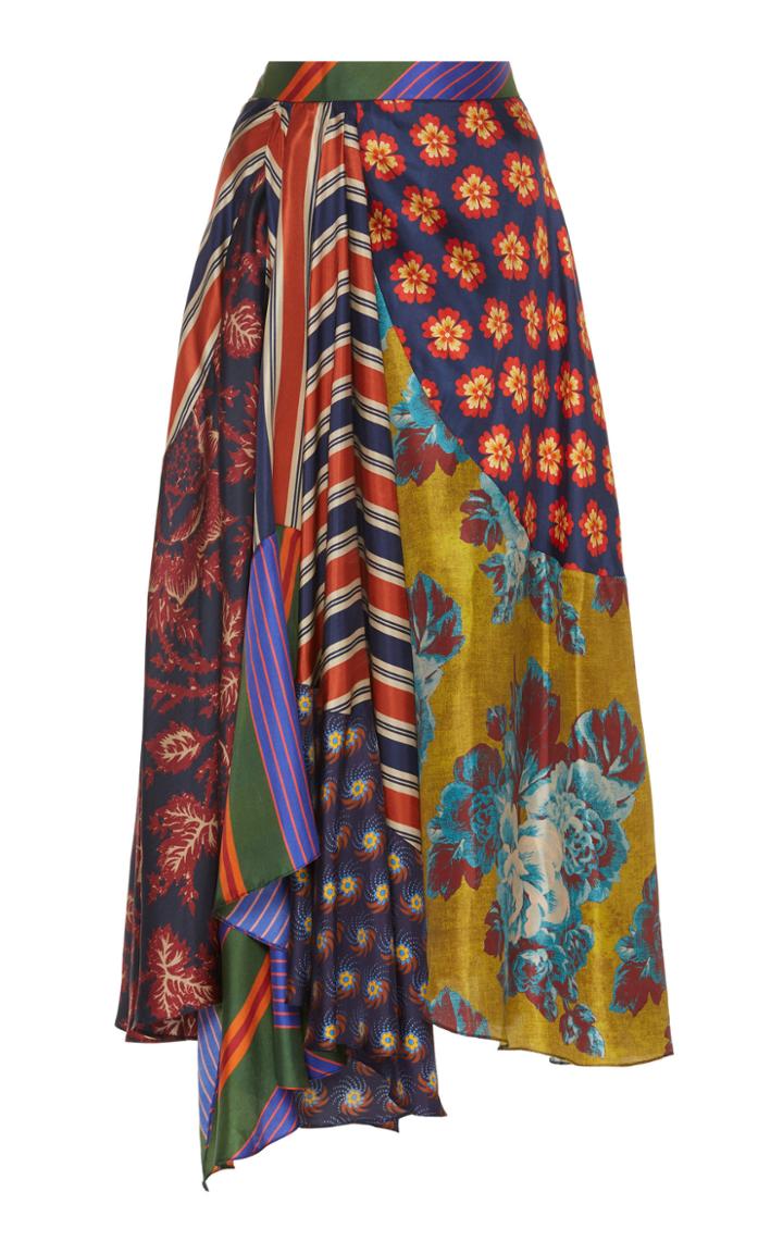 Biyan Nuha Silk Printed Draped Skirt