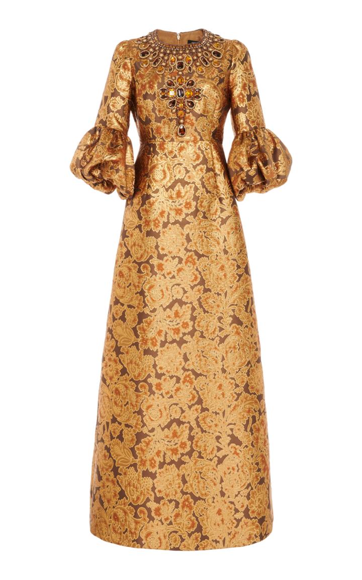 Moda Operandi Andrew Gn Crystal-embellished Floral Brocade Gown