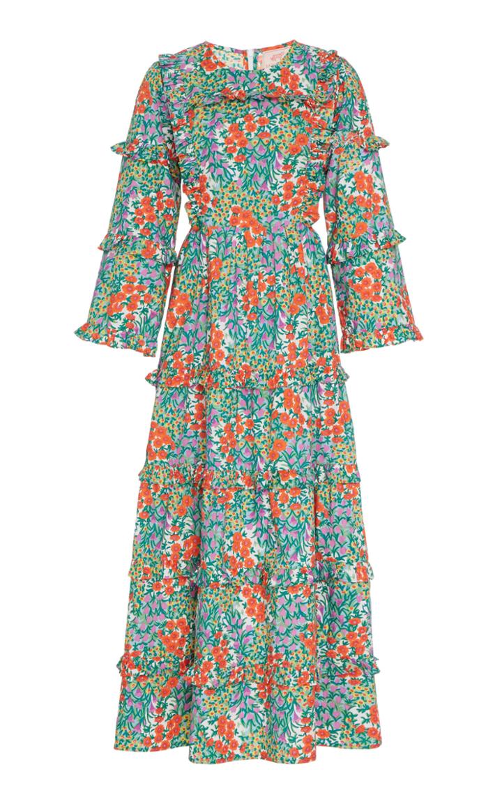 Moda Operandi Banjanan Belted Blair Ruffle Midi Dress Size: Xs