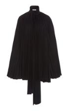 Balenciaga Pliss Crepe Tie-neck Cape Top