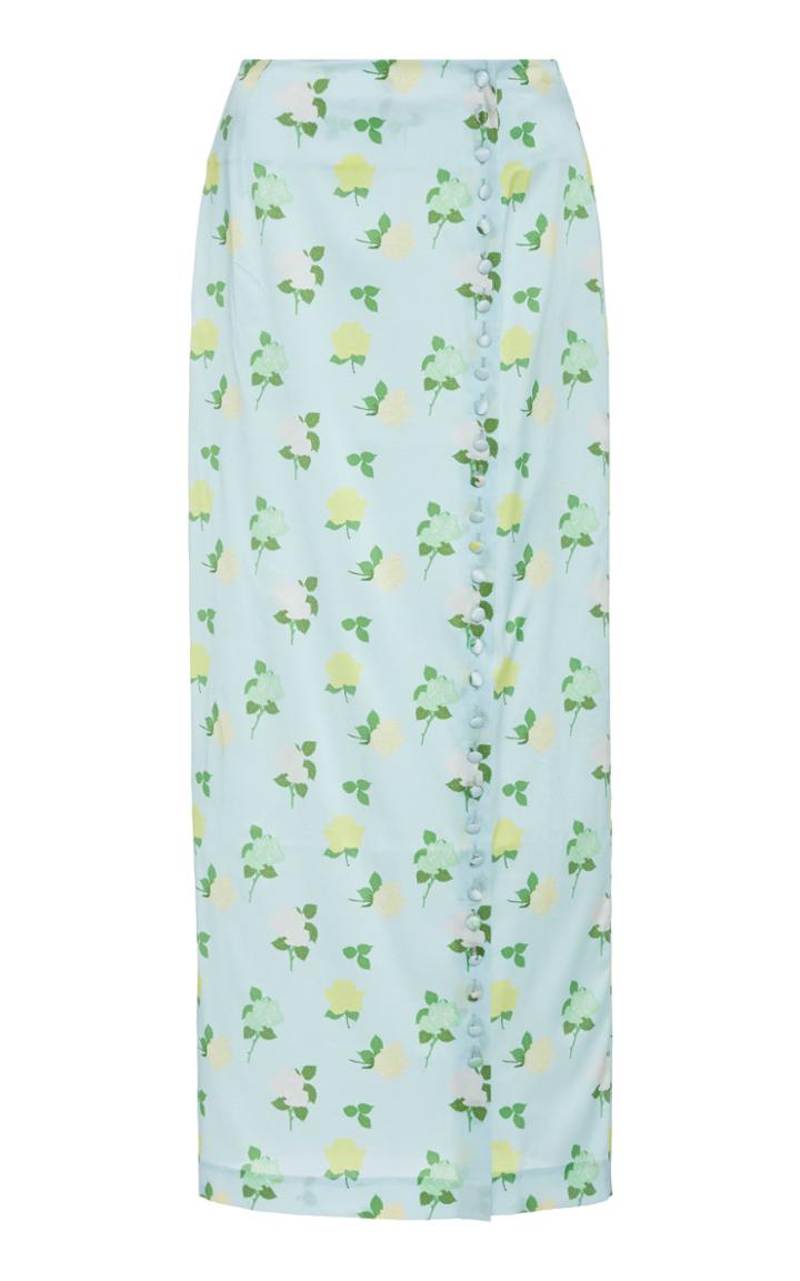 Bernadette Antwerp Kelly Button-trim Satin Maxi Skirt
