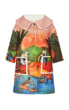 Stella Jean Scenic-print Contrast-trimmed Twill Coat