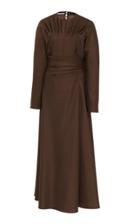 Emilia Wickstead Libby Virgin Wool Gabardine Long Sleeve Midi Dress